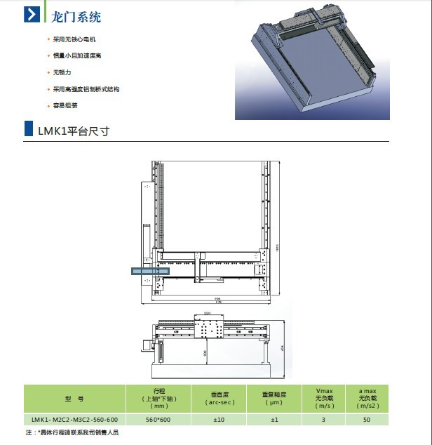 龙门直线电机模组参数