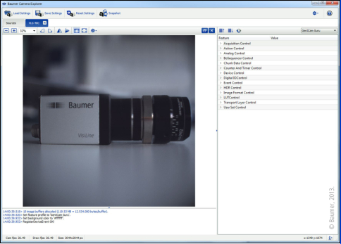 在最新版本的堡盟GAPI软件开发包（SDK）中，改进后的Camera Explorer只需点击一次即可显示第一张图片。