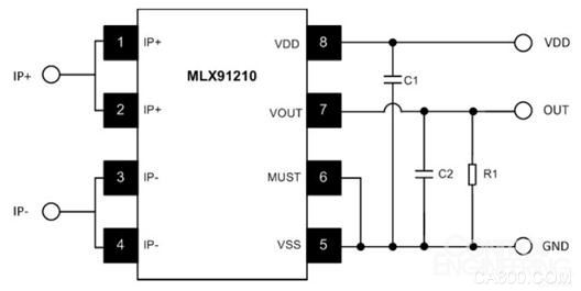 图1：MLX91210下拉诊断推荐电路