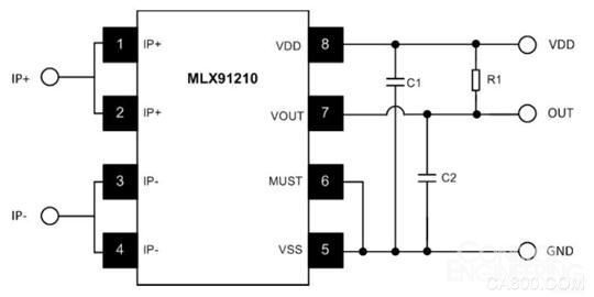 图2：MLX91210上拉诊断推荐电路