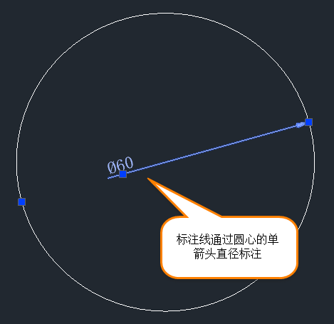 CAD如何使标注线过圆心