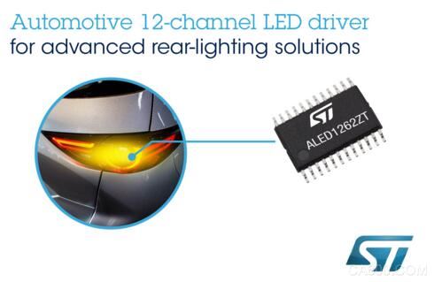 意法半导体推出灵活的车规级12通道LED驱动芯片，简化当下最先进的车灯设计