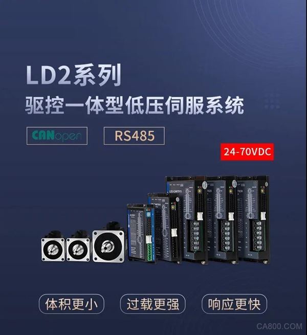 體積更小、過載更強、響應更快 | 驅控一體型低壓伺服系統LD2系列