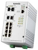 korenix 8 PoE + 2G网管型IEEE802.3at高功率PoE工业以太网机