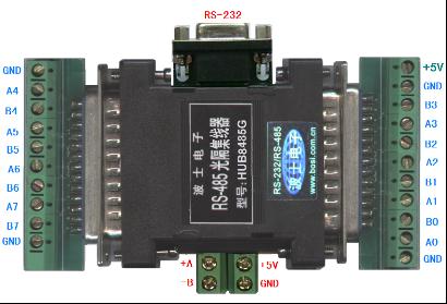 世界上最小的、新一代光隔RS-232/485转8路RS-485集线器