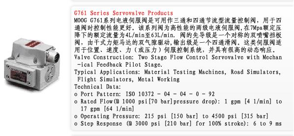 美国穆格MOOGG761系列伺服阀