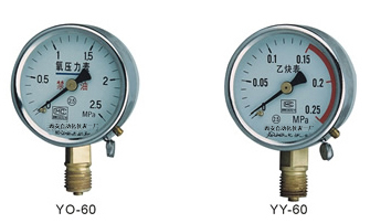 氧气压力表 乙炔压力表 浸油压力表