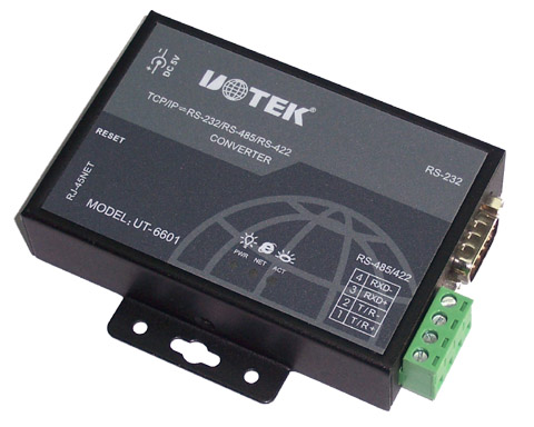 UT-6601 10/100M TCP/IP到单口RS-232/422/485串口服务器