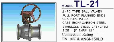 台湾TL-21涡轮法兰球阀