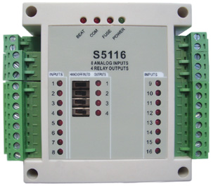 12 位16 路模拟量输入, 4 路继电器常开输出模块（S5116）