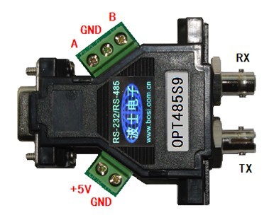 波仕电子OPT485S9超小RS232RS485单模光纤转换器