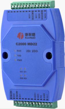 C2000 MD22,两路开关量输入输出,干接点转RS485