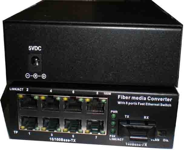 8电口以太网光纤收发器DA-1100S-20-8