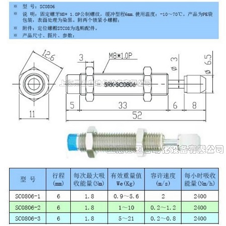 油压式缓冲器  液压缓冲器SC0806-1/2/3