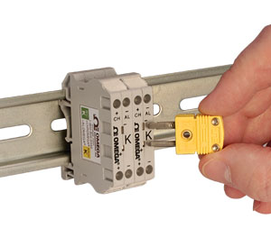 OMEGA热电偶接线端子 可安装于DIN导轨，方便进行检查和故障排除