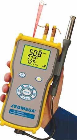OMEGA温度/相对湿度/红外线/热电偶台式和手持式测量仪 