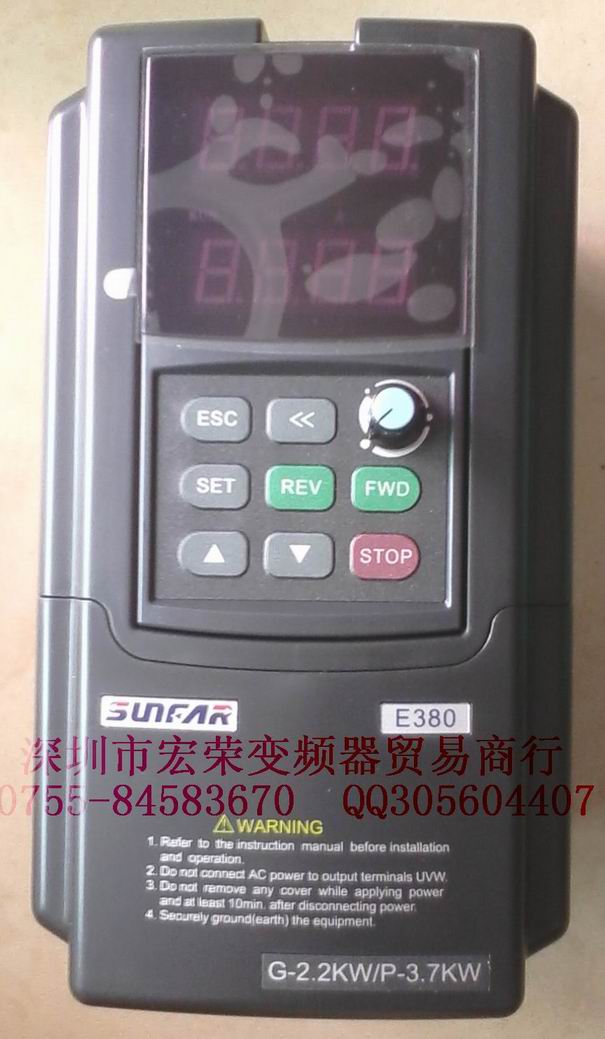 SUNFAR变频器E380-4T0022G/0037P及面板现货