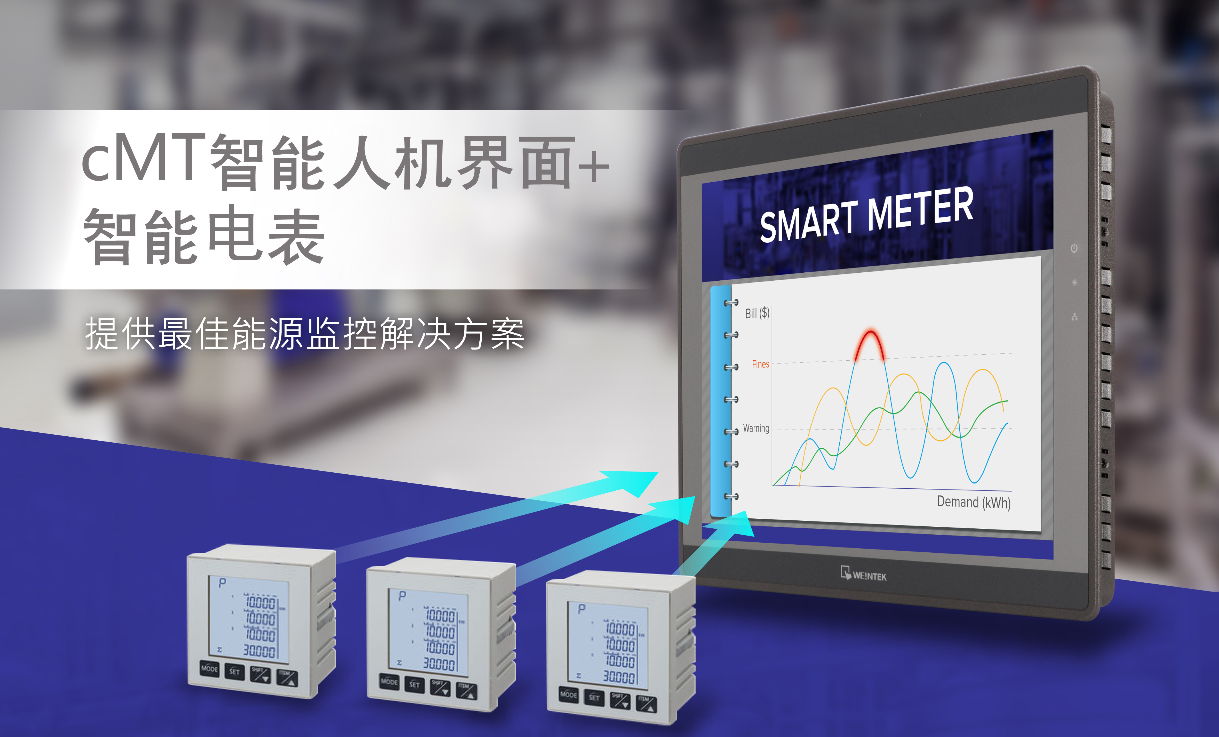 威纶通cMT智能人机界面+智能电表，提供最佳能源监控解决方案
