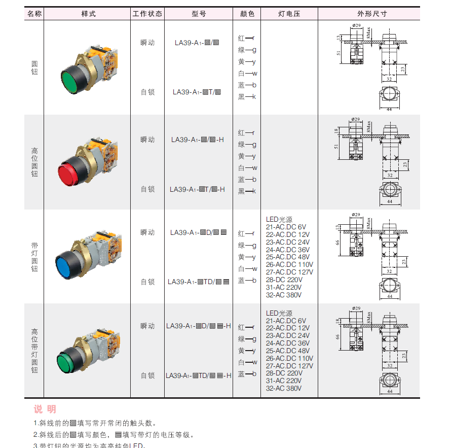 上海二工APT  LA39(A)(A1)(A2)(A3)系列按钮 现货特价