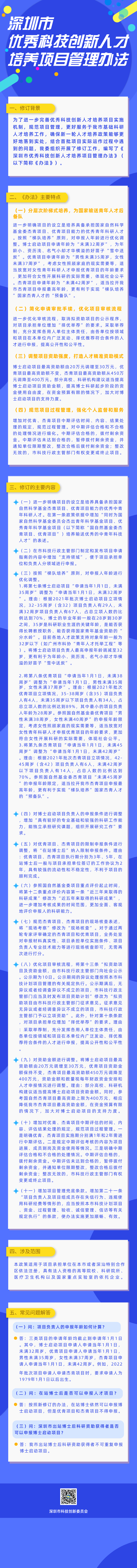 关于对《深圳市优秀科技创新人才培养项目管理办法》的政策解读