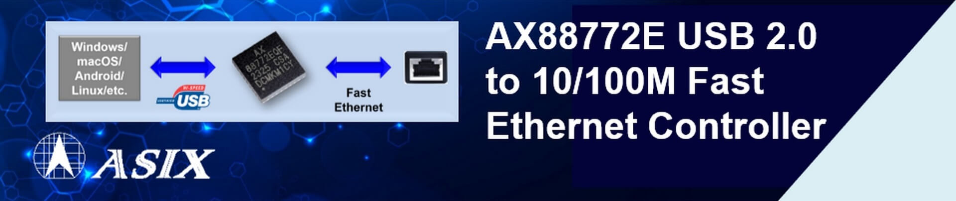 亚信推出低功耗AX88772E免驱动USB 2.0转百兆以太网芯片