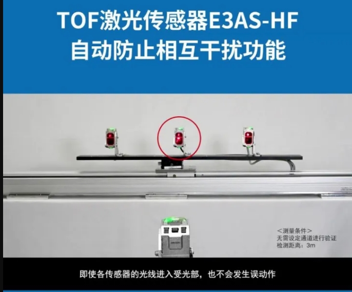 TOF激光传感器E3AS-HF 搭载自动防止相互干扰功能