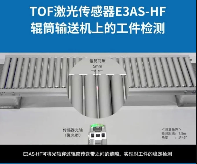 歐姆龍E3AS-HF 檢測輥筒輸送機上的工件